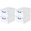 Lavatelli Set 2 Scatole Armadio Portaoggetti con Coperchio - Organizer Cambio Stagione in Cartone 32 x 42 x 21 cm Bianco - Made in Italy, Resistenti, Facili da Montare, con Maniglie (Confezione da 2)
