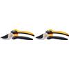 FISKARS Forbici da potatura con lame bypass L, Solid, P341, Per rami freschi e ramoscelli, Rivestimento antiaderente, Lame in acciaio inox, Lunghezza: 20,5 cm, Nero/Arancione, 1057164