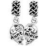 FGT 2 ciondoli a forma di cuore, per zia, nonna, nipote, sorella, nipote, compatibile con braccialetti Pandora, compleanni, Natale, Rame, Nessuna pietra preziosa