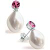 Secret & You Orecchini dI Perle coltivate d'acqua dolce Barocca o Grandi Orecchini Ciondoli di Zirconia Cubica SECRET & YOU Design You & Me- Orecchini in argento sterling 925 con grande dado.