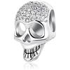 FGT Ciondolo punk con teschio scheletro osso, per bracciali, collane, ciondoli, compatibile con braccialetti Pandora con zirconia cubica di Halloween, regalo per donne, Metallo, Zirconia cubica
