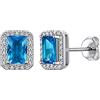 Suplight Orecchini Donna a Lobo Argento 925,Orecchini Quadrato Azzurro, Orecchini Pietra Blu Turchese Decembre Orecchini a Perno in Argento Sterling 925 con Confezione Regalo