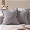 Topfinel Federe de Cuscini 35x35cm in Velluto a Coste Divano Copricuscini Decorativa per Salotto Camera dei Bambini Elegante Moderno Fodere Cuscino Cerniera Invisibile per Camera da,Grigio