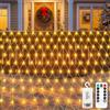 CCILAND Luci a Rete a Batteria 3M x 2M, 200 LED Luci a Maglia con Telecomando 8 Modalità Luci Fatate a Stringa per Esterni Impermeabili Dimmerabili per Cortile Camera da Letto Soffitto Patio