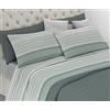 Riad Arredo Set Completo Letto in Flanella 100% Caldo Cotone Antipalline - Completo Lenzuola Morbide - Made In Italy (Stripe Salvia, Singolo)