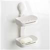 PAVSTINE Porta Sapone senza Foratura per Doccia con Fori di Drenaggio, Portasapone a Ventosa, Porta Saponetta, Portasaponetta da Parete per Bagno e Cucina, 2 Metodi di Installazione, Bianco