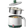 PORFOYO Mini fornello antiaderente, 1,8 l, pentola elettrica, pentola portatile, mini fornello portatile per bistecca, pasta, uova, avena, ramen, con vapore, verde (bianco + verde)