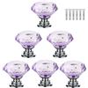 BOZONLI 6 Pezzi Pomelli per Mobili, Pomelli Manopole di Cristallo Viola 30mm Manopole a Forma Diamanti Maniglia per Porte Armadietti Cassetti e Guardaroba Accessori Mobili