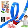 Audasi Piste Macchinine per Bambini 4M, Pista Flessibile Macchinine con 4 Macchinines Pista Auto Pistas Giocattolo Pistas Macchinines Arrotolabile Regali per Ragazzi E Ragazze Tool