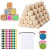 Lwtsrp 80 Pezzi Dadi di Legno Vuoti, 20mm Setaccio di Legno Non Verniciato con Drawstring Sacchetto e Colore Dot Sticker, Dadi Da Gioco Cubi, Cubetti per Fai da te e Artigianato