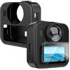 Effcotuo Custodia per GoPro MAX 2/GoPro MAX2 Cover con 2 Pellicola Protettiva Vetro Temperato, Custodia Protettiva Silicone Black Silicone Protective Case Accessorio