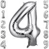 OFFCUP Palloncino Numero 4 Argento Gigante 40 Pollici Foil per Compleanno