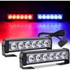 NWpangu 12LED 2 in 1 12V Barra luminosa stroboscopica di emergenza con pulsante interruttore, luce lampeggiante universale da 18W per auto, camion, DRL, luce della polizia, ambulanza, moto (rosso e blu)