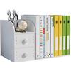 Hggzeg Libreria da scrivania con cassetto, piccola libreria da tavolo, organizer per ufficio, colore bianco