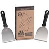 Norzn Brothers® Set 2x Spatole da Cucina in Acciaio Inossidabile 304 - Spatola Piastra BBQ, Spatola Teppanyaki, Raschietto Cucina Professionale, Certificato Contatto con Alimenti, Garanzia 10 Anni
