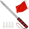 APXEL Asta Bandiera Telescopica, 2.5m Asta Bandiera Portatile in Acciaio Inossidabile, Manuale Porta con Impugnatura Antiscivolo, con 4 Ganci per Guide Turistiche, Campeggio, Insegnanti(Rosso)