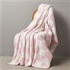 MIDO HOUSE Coperta decorativa a quadri pelosa, ultra morbida, in pile lavorato a maglia, calda e accogliente coperta per letto, sedia, divano, colore rosa