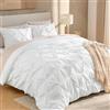 Andency Set di biancheria da letto in microfibra con pieghe bianche (200 x 228 cm), 3 pezzi (1 piumone e 2 federe), in microfibra alternativa