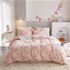 Ivellow Set di biancheria da letto per bambini in 100% cotone rosa arcobaleno per ragazze carino kawaii set di biancheria da letto 3 pezzi ultra morbido traspirante per bambini adolescenti bambini con