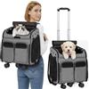 OUUTMEE Con trolley 2 in 1 fino a 20 kg, grande borsa per gatti con ruote, zaino multifunzionale, traspirante, grigio
