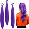 lunule 3 Pack capelli viola, 26 zoll extension capelliviola treccia bambina extension capelli Adatto per spettacoli teatrali, vita quotidiana, feste e giochi di ruolo cosplay,feste,carnevale