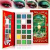 Afflano Palette di ombretti verdi, trucco natalizio, rosso, verde, palette di ombretti con pigmenti alti, Red Green Glitter Eyeshadow per Carnival Peacock Makeup, bianco, nero, verde scuro, blu, 18