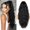 AliLeader Extension per capelli naturali di 66 cm, coda di cavallo lunga estensione, ponytail capelli naturali ondulati, coda di cavallo con cordino, estensione coda di cavallo sintetica (colore: 1B#)