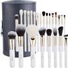 SaDM Shiny Set pennelli trucco professionali 24 pezzi con custodia - Pennelli make up viso e occhi per fondotinta, cipria, correttore, fard, ombretto, contour