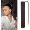 Silk-co Coda Finta Capelli Lisci 70cm Extension Sintetiche Posticci per Coda di Cavallo Capelli Extension Lunga 140g # Marrone Scuro