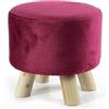 Gicos Pouf Sgabello Tondo Grigio – Seduta In Tessuto Con Gambe In Legno, 28x27 Cm, HEZ-790140