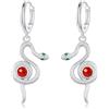 JFASHOP Orecchini a forma di serpente con pietra di luna in argento Sterling 925 vintage a forma di serpente huggie