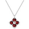 PHNIBIRD Collana Donna in Argento Sterling 925 con Granato con pietre di nascita trefle a 4 foglie ciondolo donna regalo per mamma moglie figlia