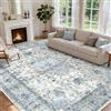 INOVADAY Tappeto 240x300 cm Lavabile in Lavatrice Vintage Antiscivolo Blu/Grigio