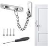SOGHO Catena per porta senza foratura, catena per porta in acciaio inox, catena per porta Abus, catena per porta d'ingresso, (1 catena antifurto, 4 viti, 1 cacciavite), 6 pezzi in totale, per casa, hotel