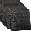 Hyesrtey 10pezzi 3D Carta da Parati Adesiva Mattoni Bianco, Moderna Muro di Mattoni Adesivi Pannelli, Impermeabile Wallpaper per Camera da Letto Soggiorno Moderno Sfondo TV Décor (35 x 38.5 cm, Nero)