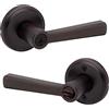 Kwikset Trafford Maniglia per porta d'ingresso con serratura e chiave, serratura di sicurezza reversibile, leva esterna, per ingresso frontale e camera da letto, bronzo veneziano, resistente al