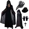Celebration Directre Costume da medico della peste, maschera da medico della peste, naso lungo, becco di uccello, maschera con costumi di Halloween, cappello, guanti, collana con croce, scettro, costumi di Halloween, per
