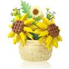Vilbocr Set di mini blocchi di fiori, giocattoli, piante e piante grasse, vaso di fiori, collezione botanica, regalo di compleanno (girasole, 162 pezzi)