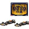 Burago F1 Formula 1 Auto RED BULL 2024 RB20 VERSTAPPEN e PEREZ - Confezione da 2 Modellini Diecast Realistici in Scala 1:43-14cm - 18-38099