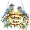 NEWENMO Due Uccelli Blu Diamond Painting Pendente,5D Fiori Pittura Diamante con Catena,Diamond Painting Adulti Ciondolo,Cristallo Diamante Kit,per Decorazione di Finestre,Pareti,Porte e Giardini