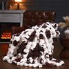 Ybike Coperta Plaid, Fuzzy Soft Plush Plaid Fausse Fourrure 275x230cm, Lusso Reversibile Pile Peluche di Coniglio Coperta per Letto, Divano, Sofà, Poltrone (Marrone Mucca)