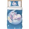 Caregchrisj Unicorno Copripiumino 120 x 150 cm per bambini e ragazze, blu set da letto singolo in microfibra, copripiumino con chiusura lampo + 1 federa 40 x 60 cm.