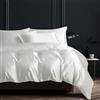 YASMENG Copripiumino in raso 220x240 cm bianco tinta unita brillante deluxe parure da letto in raso morbido liscio setoso seta biancheria da letto matrimoniale per adulti con cerniera e federe 65x65