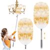 Puasok 2 Pezzi Spolverino Telescopico Kit, Lana D'agnello Cattura Polvere, Piumino per Spolverare, con 140cm Telescopica Manico, per Soffitto, Tenda, Ragnatela, Ventilatore