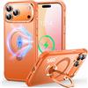 CUTELFON Custodia O3 Mag-Stand per iPhone 17 Pro Max con Supporto a 360°,[Compatibile con Mag-Safe][Eccezionalmente Delicata Sulla Pelle] Sottile Eopaca Magnetica Traslucida 6,9, Oro Arancia