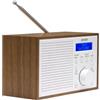 DENVER DAB-46WHITE Radio Digitale DAB+ e FM con Orologio e Sveglia, Funziona con Batteria e Corrente, Uscita Audio da 2 W, Finitura Legno, Bianco