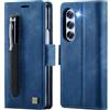 Teeirllim Custodia per Samsung Galaxy Z Fold 6, Blocco RFID PU Pelle Portafoglio Flip Case, Carta Fessura, Funzione Supporto, Antiurto Case Cover per Samsung Galaxy Z Fold 6 - Blu