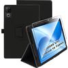 Heioloo Custodia per DOOGEE U12 Android 16 Tablet 2025 Cover in Pelle Case, + [1 Pezzi] Vetro Temperato Pellicola Protettiva [Auto Svegliati/Sonno][Supporto Funzione ] [Anti-Scratch] Nero