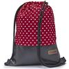 By Bers LEON Sacca da palestra con tasche interne con chiusura lampo, zaino da donna e da uomo, Bianco_pois in pelle PU nera, 45x35x2cm, Sacca da palestra