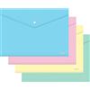 Dohe - Cartelle in plastica A4 con chiusura a bottone (20 pezzi) - Buste Portadocumenti, 4 colori, 33,5 x 23,5 cm, Polipropilene Pelle d'Arancione 200 micron - Forniture per ufficio